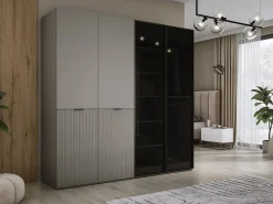 Guarda-roupa: Cinza Platina / Vidro Antisol, 200 x 200 x 51 cm
