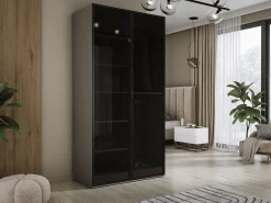 Guarda-roupa: Cinza Platina / Vidro Antisol, 100 x 200 x 51 cm