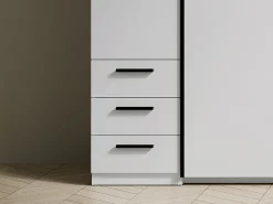 Guarda-roupa com 6 gavetas e 4 portas com espelho C270 cm branco - ARVOLIA