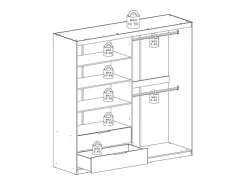 Guarda-roupa com 4 portas 2 gavetas - Com espelho - L203 cm - Cor: Natural e preto - SIDOVIA