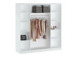 Guarda-roupa com 2 portas de correr e espelho L200 cm branco - OCHIRA