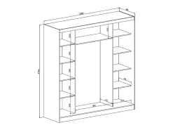 Guarda-roupa com 2 portas de correr e espelho L200 cm branco - OCHIRA