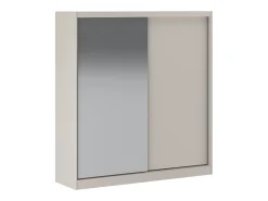 Guarda-roupa com 2 portas deslizantes com espelho L200 cm bege - OCHIRA
