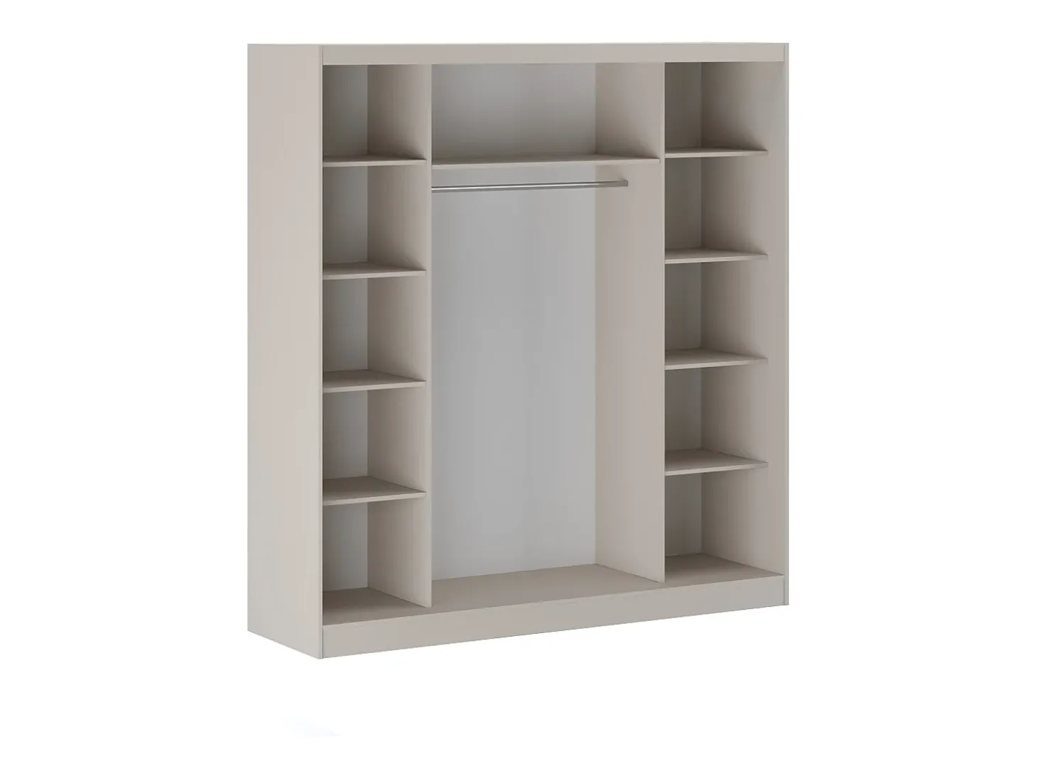 Guarda-roupa com 2 portas deslizantes com espelho L200 cm bege - OCHIRA