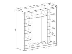Guarda-roupa com 2 portas deslizantes com espelho L200 cm bege - OCHIRA