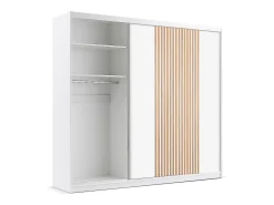 Guarda-roupa com 4 portas e 2 gavetas com espelho L250 cm cor branco e natural - SIDOVIA