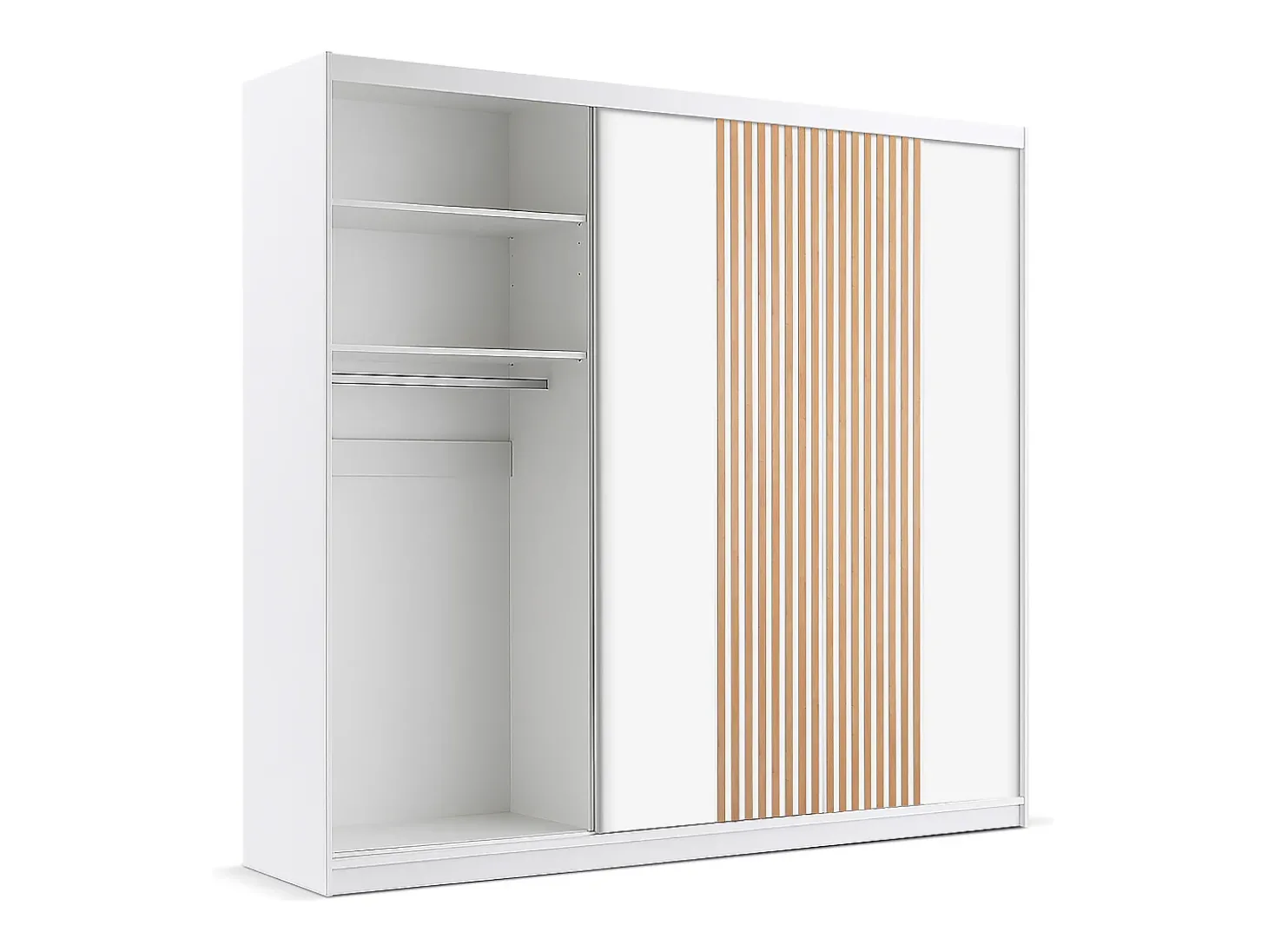 Guarda-roupa com 4 portas e 2 gavetas com espelho L250 cm cor branco e natural - SIDOVIA