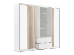 Guarda-roupa com 4 portas e 2 gavetas com espelho L250 cm cor branco e natural - SIDOVIA