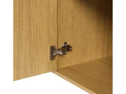 Guarda-roupa com espelho - 105 x 38 x 180 cm - com ganchos + 2 gavetas + 1 porta - aglomerado - natural