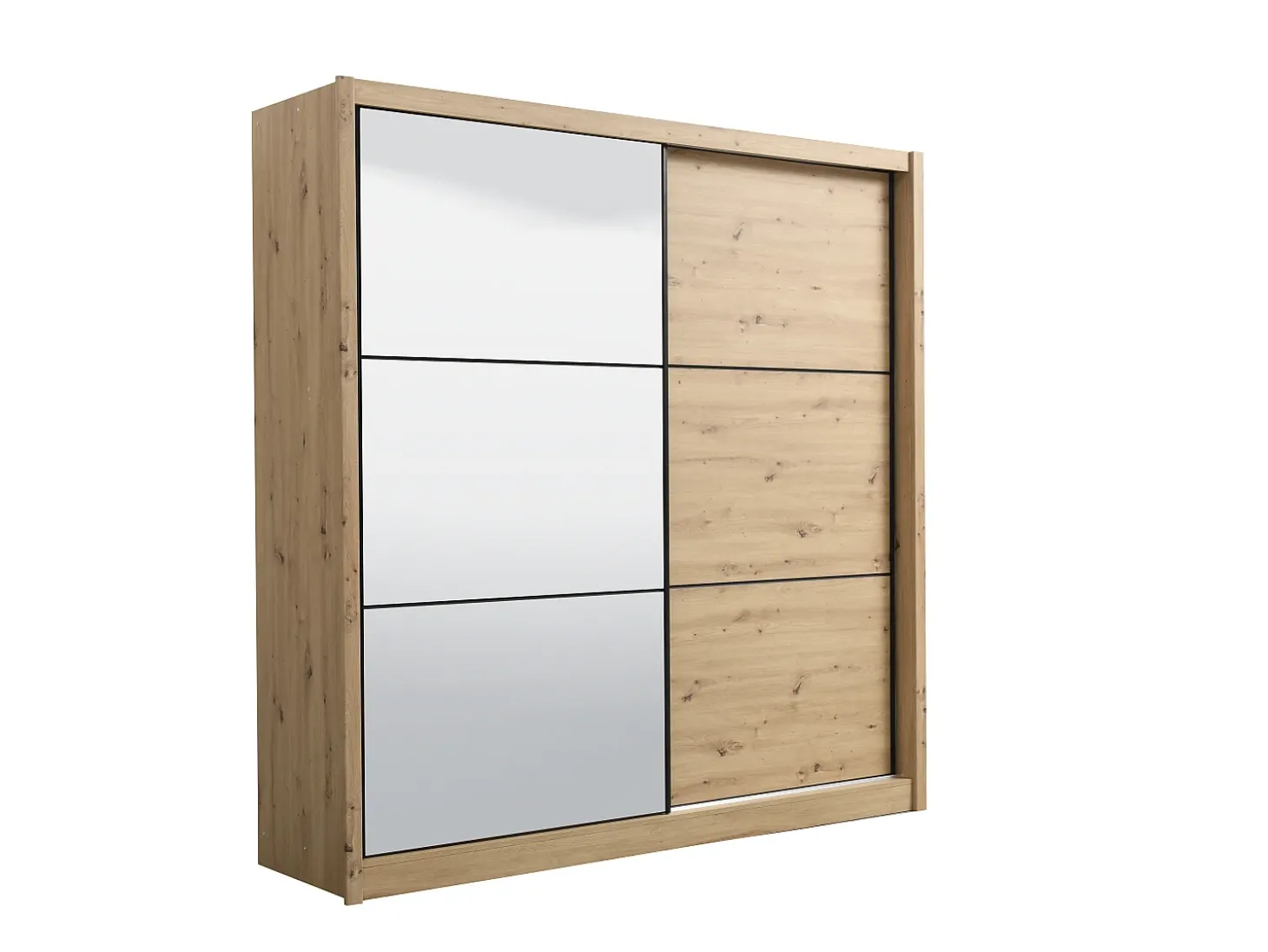 Guarda-roupa de 2 portas com espelho L213 cm cor natural - MOLEPA