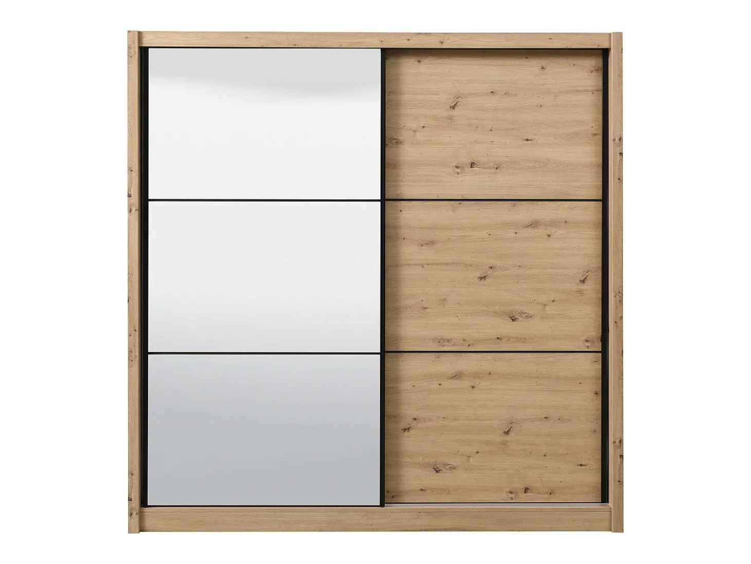 Guarda-roupa de 2 portas com espelho L213 cm cor natural - MOLEPA