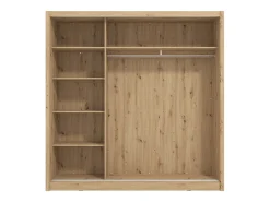 Guarda-roupa de 2 portas com espelho L213 cm cor natural - MOLEPA