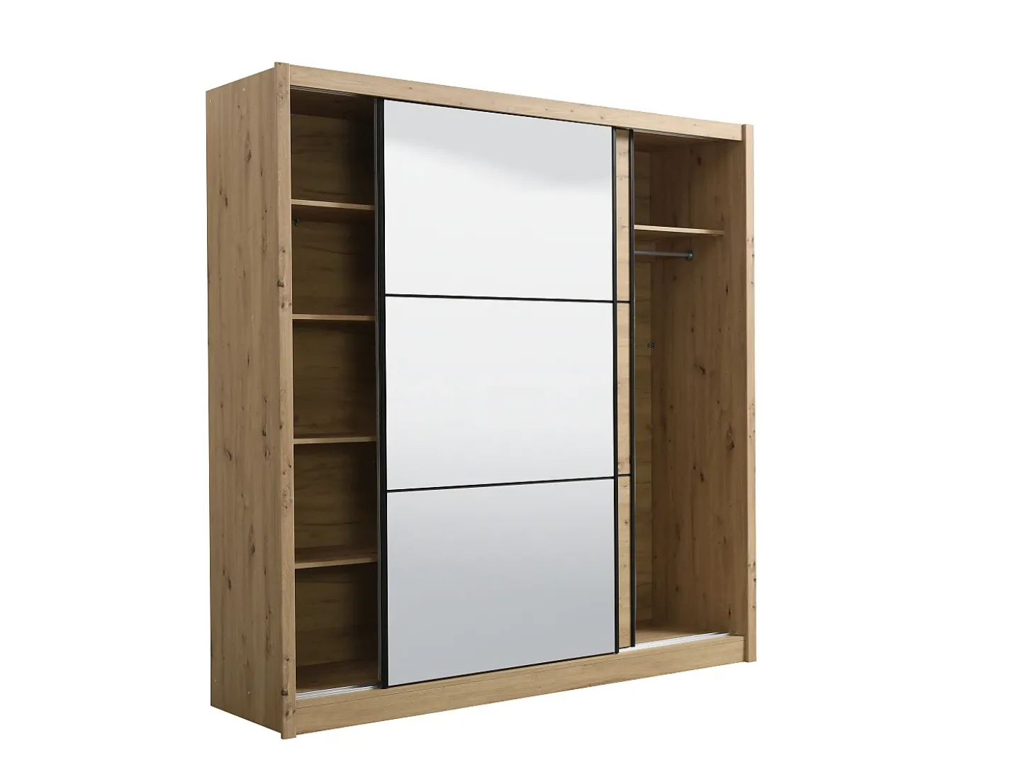 Guarda-roupa de 2 portas com espelho L213 cm cor natural - MOLEPA