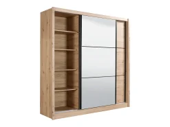 Guarda-roupa de 2 portas com espelho L213 cm cor natural - MOLEPA