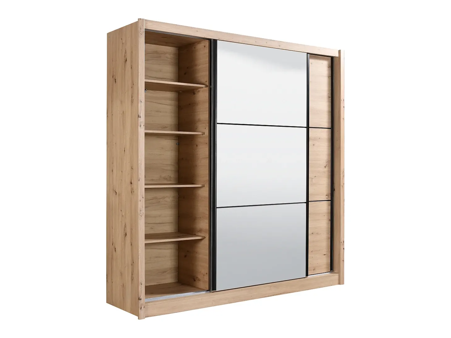 Guarda-roupa de 2 portas com espelho L213 cm cor natural - MOLEPA