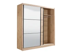 Guarda-roupa de 2 portas com espelho L213 cm cor natural - MOLEPA