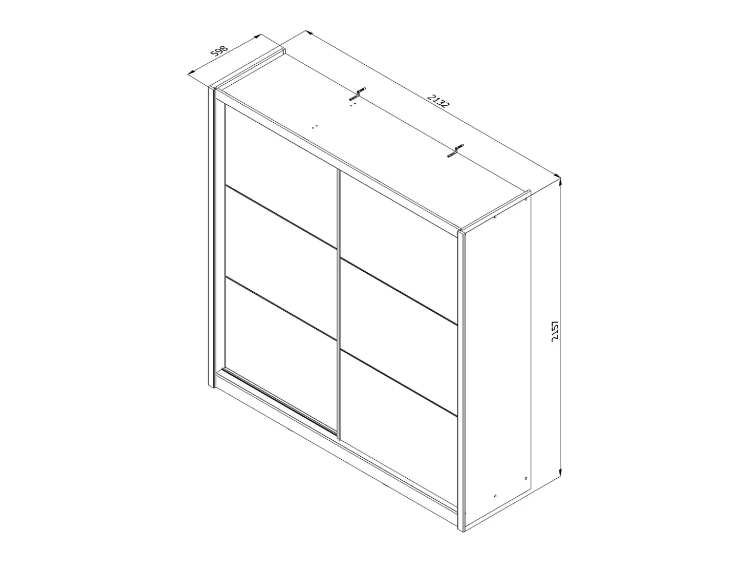 Guarda-roupa de 2 portas com espelho L213 cm cor natural - MOLEPA