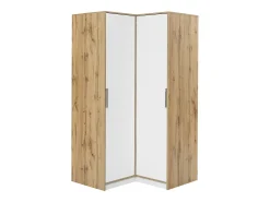 guarda-roupa de canto 2 portas L109 cm branco e natural claro - LAMIKI