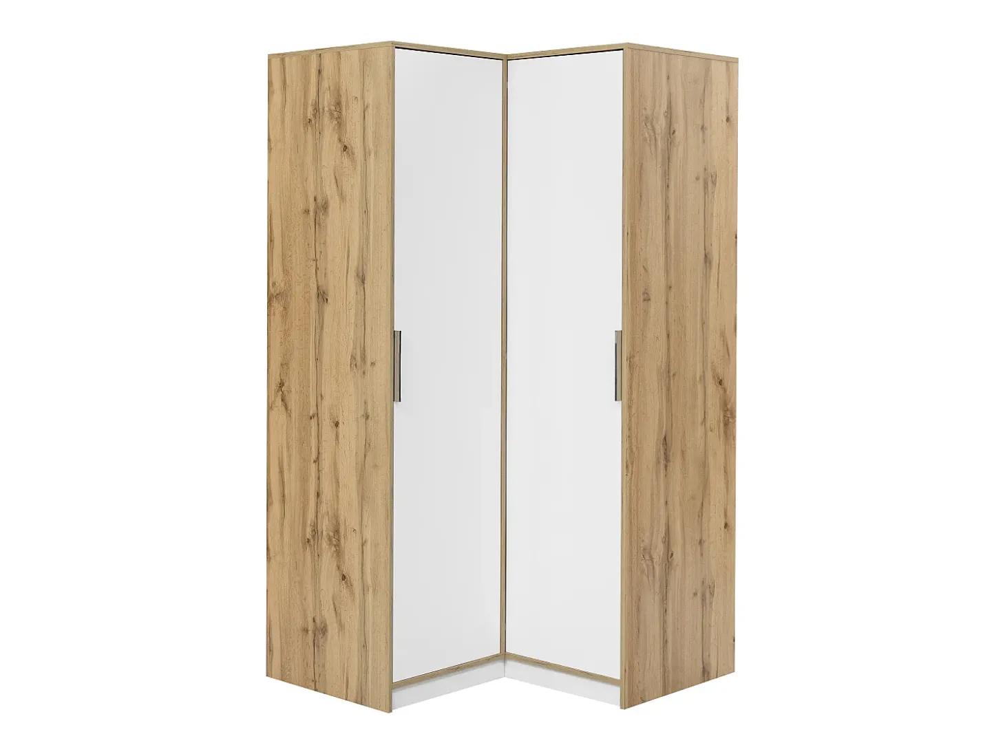 guarda-roupa de canto 2 portas L109 cm branco e natural claro - LAMIKI