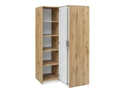 guarda-roupa de canto 2 portas L109 cm branco e natural claro - LAMIKI