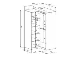 guarda-roupa de canto 2 portas L109 cm branco e natural claro - LAMIKI