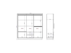 Guarda-roupa de canto 8 portas e 2 gavetas C263 cm cor natural - FEOVA