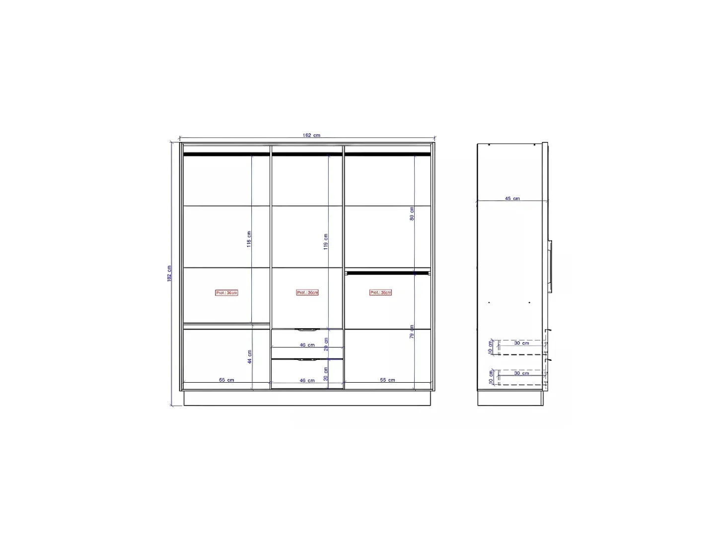 Guarda-roupa de canto 8 portas e 2 gavetas C263 cm cor natural - FEOVA