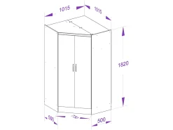 Guarda-roupa de canto 8 portas e 2 gavetas C263 cm cor natural - FEOVA