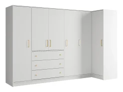 Guarda-roupa de canto 6 portas e 3 gavetas C311 cm branco - LIZANDRO
