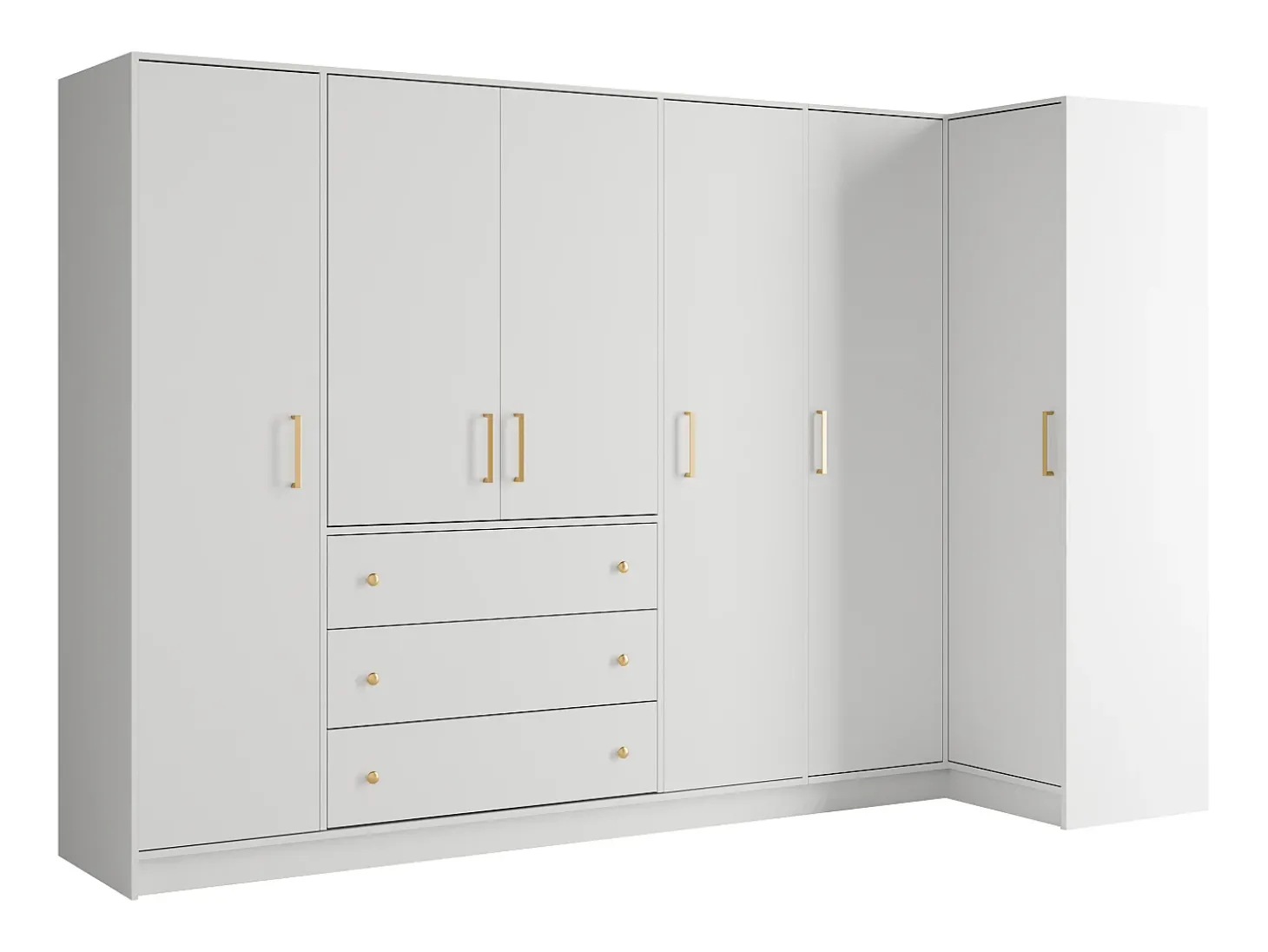 Guarda-roupa de canto 6 portas e 3 gavetas C311 cm branco - LIZANDRO