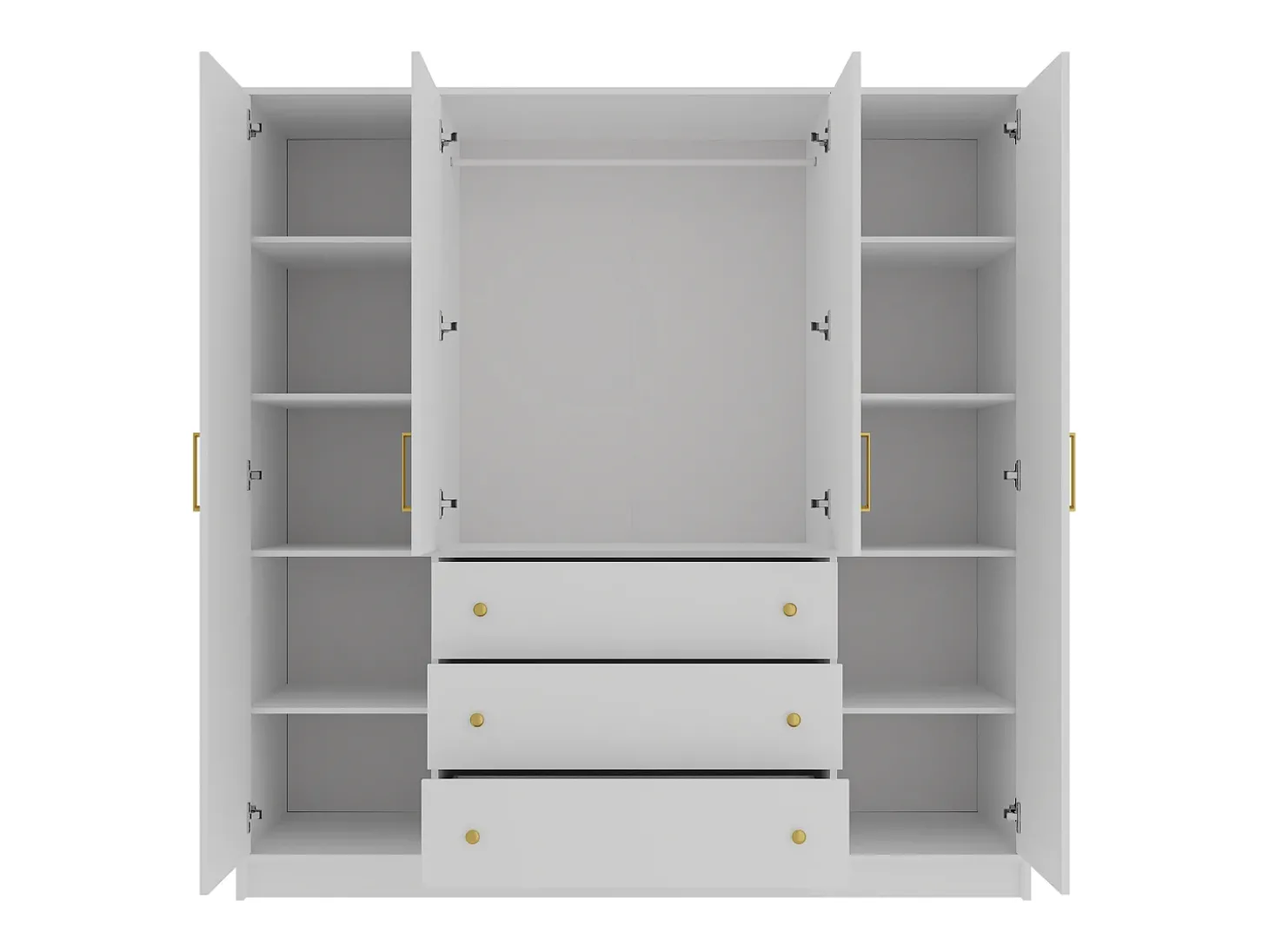 Guarda-roupa de canto 6 portas e 3 gavetas C311 cm branco - LIZANDRO