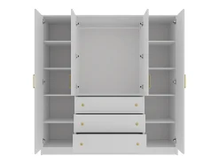 Guarda-roupa de canto 6 portas e 3 gavetas com espelhos C311 cm cor branca - LIZANDRO