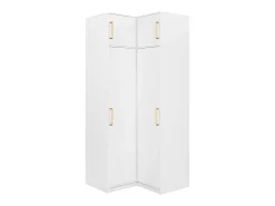 Guarda-roupa de canto 2 portas C115 cm branco + módulo superior - LIZANDRO