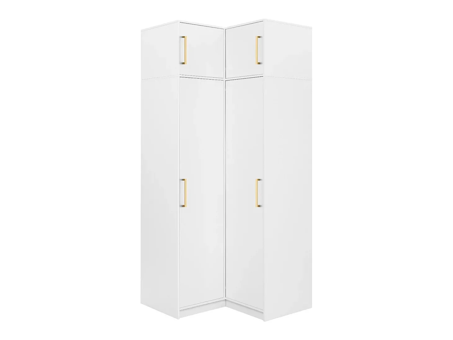 Guarda-roupa de canto 2 portas C115 cm branco + módulo superior - LIZANDRO