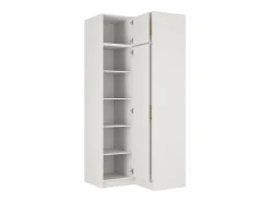 Guarda-roupa de canto 2 portas C115 cm branco + módulo superior - LIZANDRO