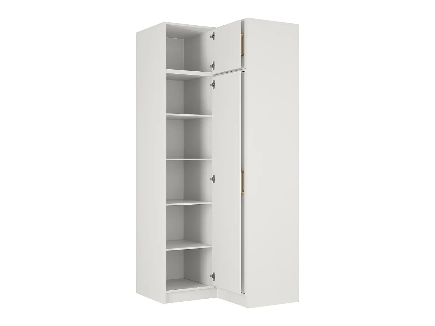Guarda-roupa de canto 2 portas C115 cm branco + módulo superior - LIZANDRO