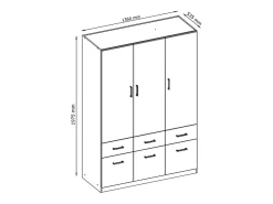 Guarda-roupa de canto BELOMY com 5 portas e 6 gavetas, 254 cm de largura, na cor branca -