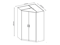Guarda-roupa de canto BELOMY com 2 portas, 117 cm de largura, branco