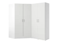 Guarda-roupa de canto BELOMY com 4 portas, 209 cm de largura, branco