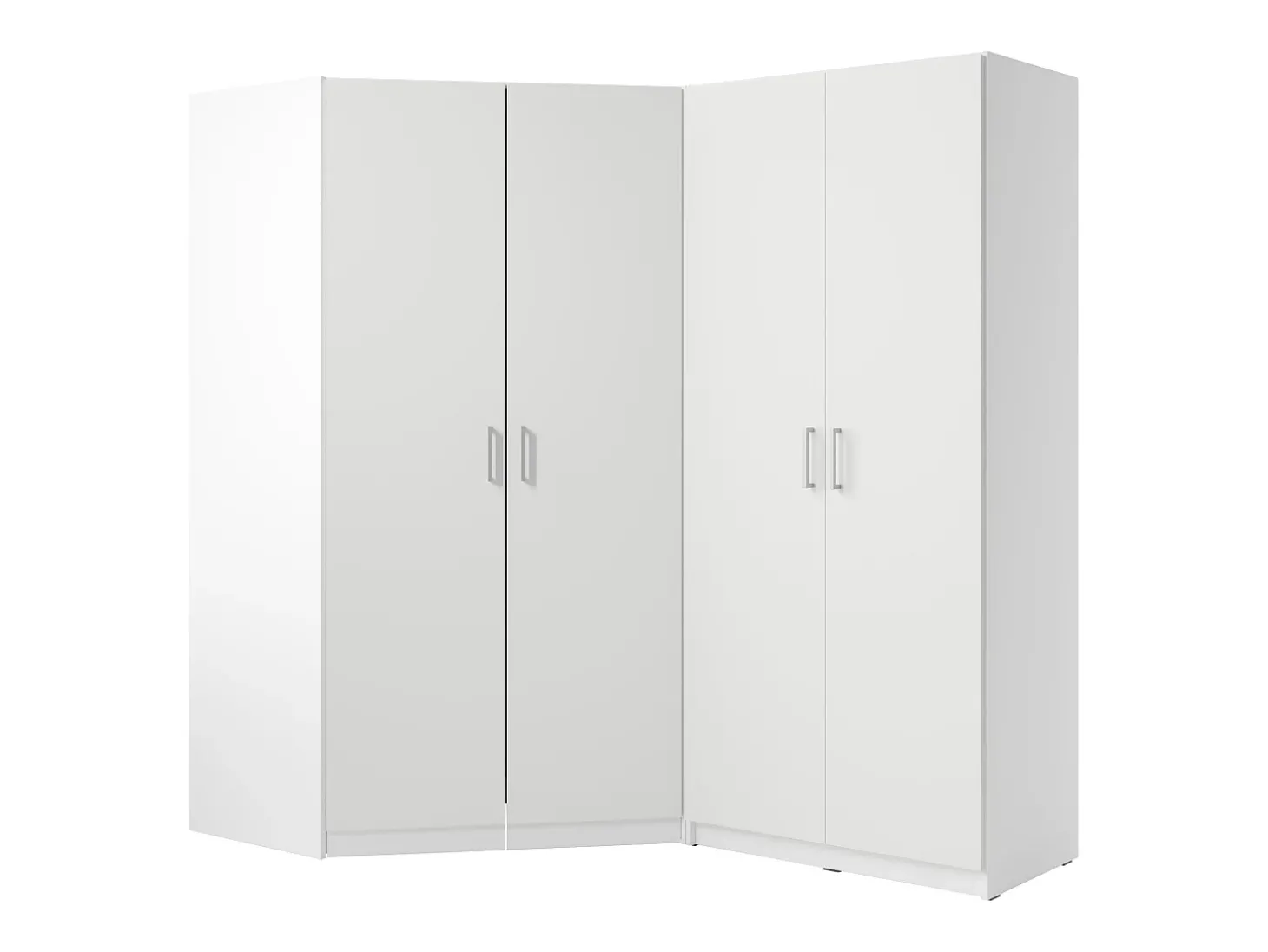 Guarda-roupa de canto BELOMY com 4 portas, 209 cm de largura, branco
