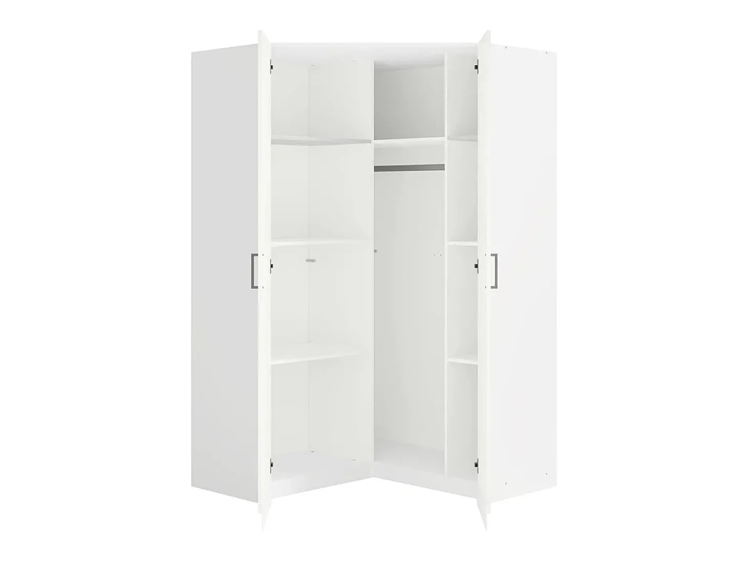 Guarda-roupa de canto BELOMY com 4 portas, 209 cm de largura, branco
