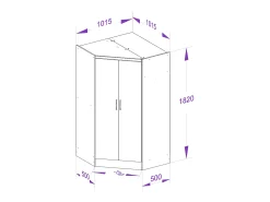 Guarda-roupa de canto com 8 portas e 2 gavetas C263 cm em branco - FEOVA