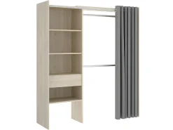 Guarda-roupa de canto extensível L164/214 cm Carvalho e cinza GONTRAN