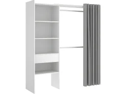Guarda-roupa de canto extensível W164/214 cm Branco e cinza GONTRAN