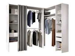 Guarda-roupa de canto extensível W164/214 cm Branco e cinza GONTRAN