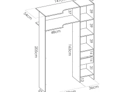 Guarda-roupa de canto extensível W164/214 cm Branco e cinza GONTRAN