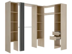 Guarda-roupa de canto extensível W164/234 cm em carvalho e cinza DORIAN