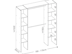 Guarda-roupa de canto extensível W164/234 cm em carvalho e cinza DORIAN