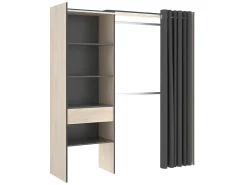 Guarda-roupa de canto extensível L164/214 cm Carvalho e antracite GONTRAN