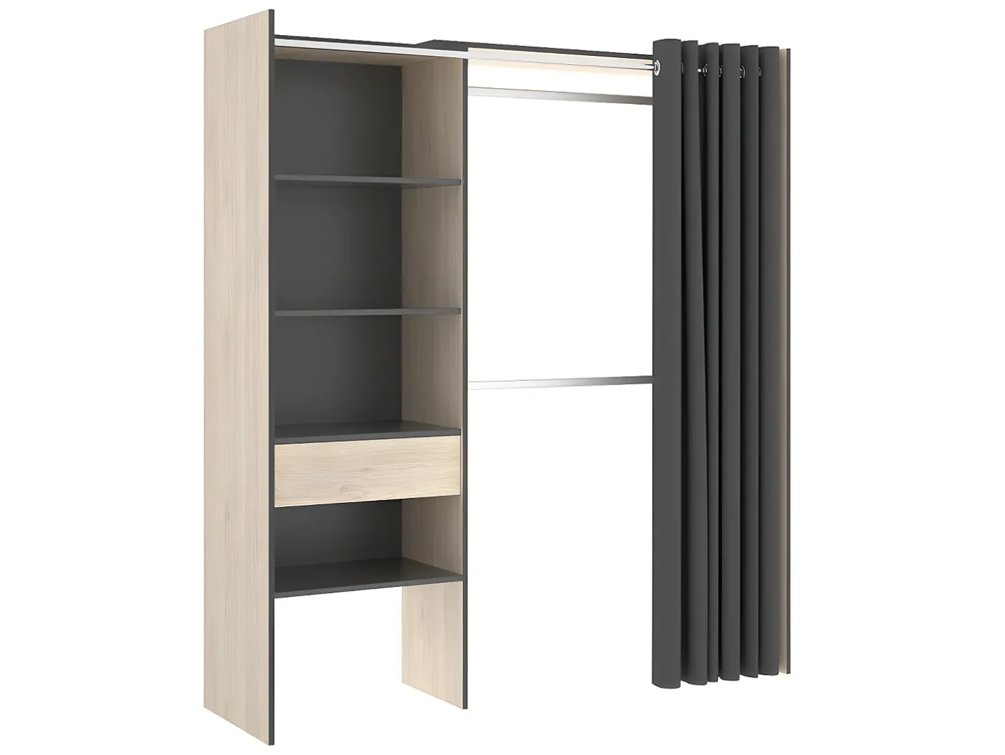 Guarda-roupa de canto extensível L164/214 cm Carvalho e antracite GONTRAN